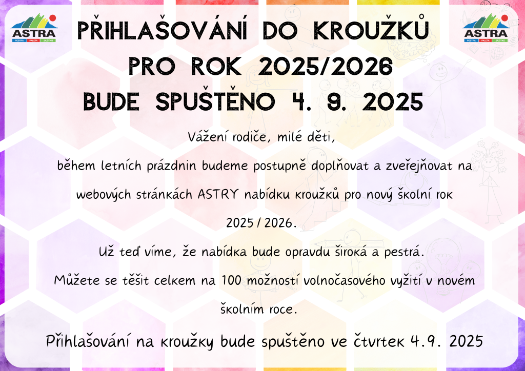 Přihlašování do kroužku pro nový školní rok 2025/2026