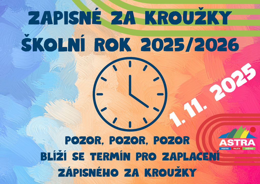 Blíží se termín zaplacení zápisného - 1. 11. 2025