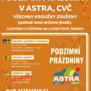 Podzimní prázdniny v ASTRA, CVČ
